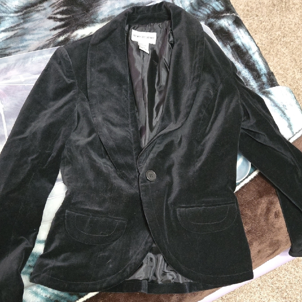 Newport News Black Velvet Blazer